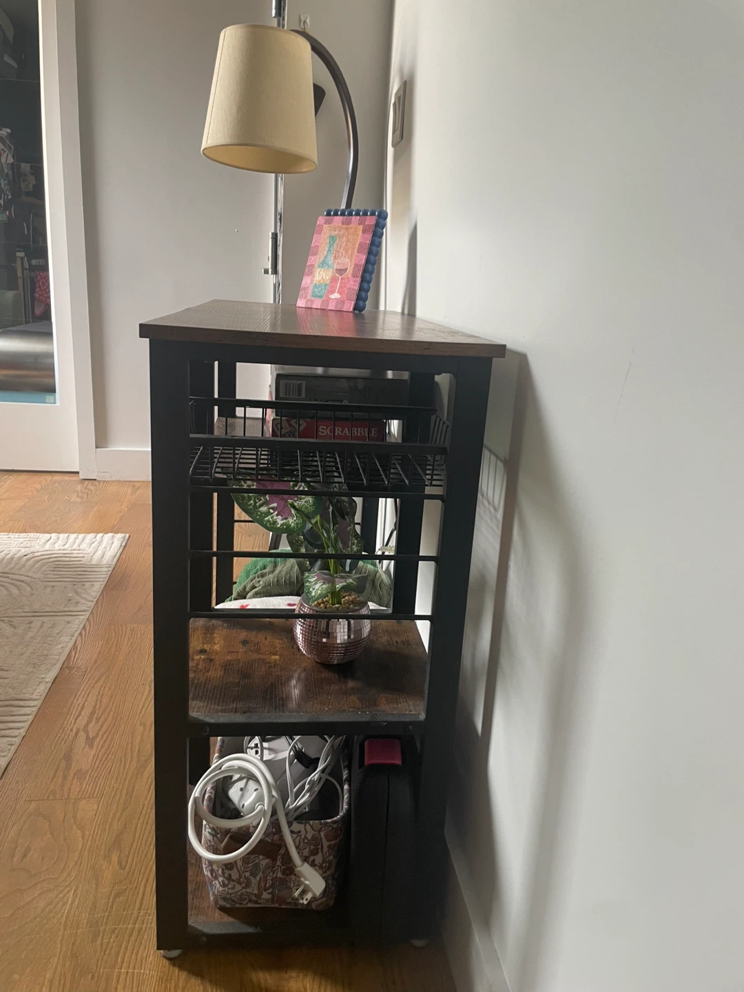 Industrial Style Storage Shelf with Metal Frame - photo 2
