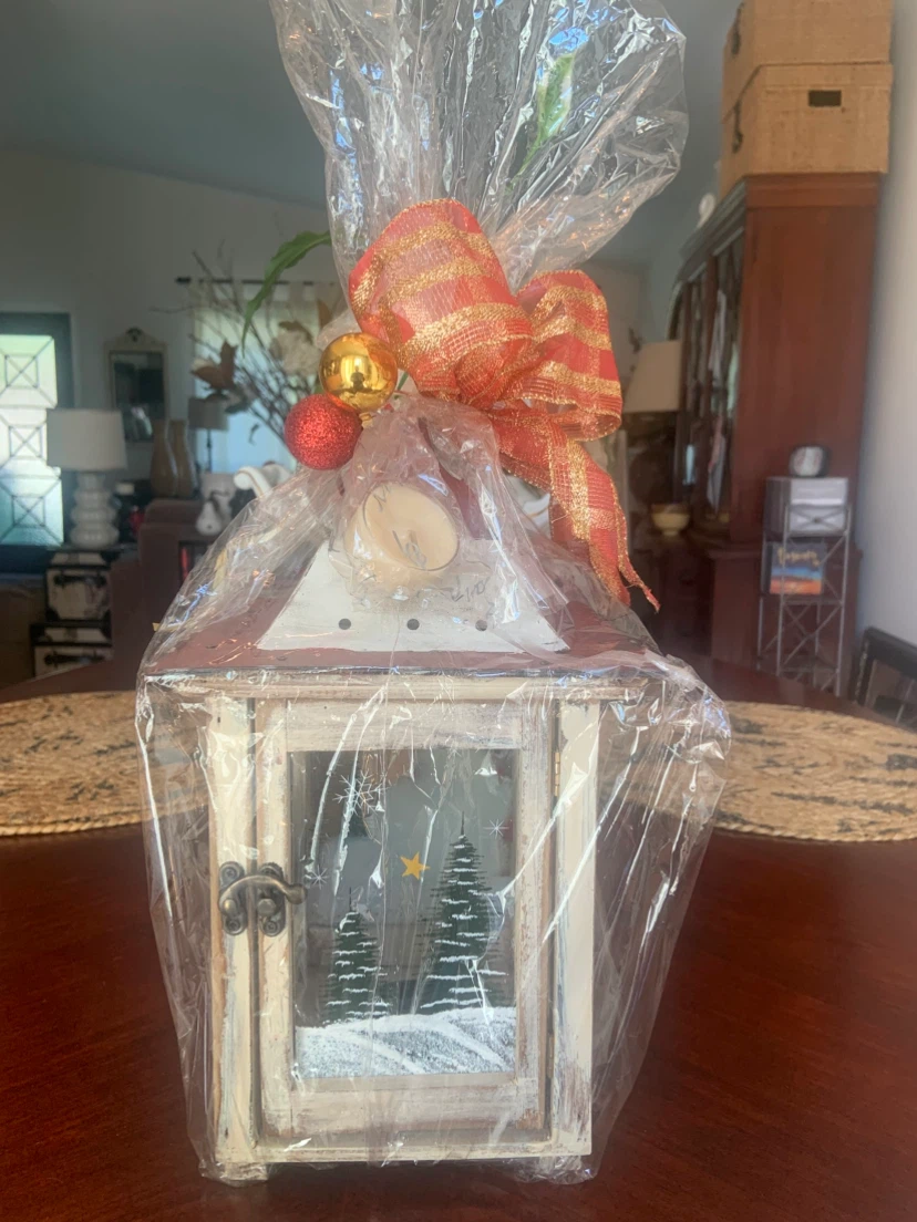 Rustic Christmas Lantern with Snowman Scene