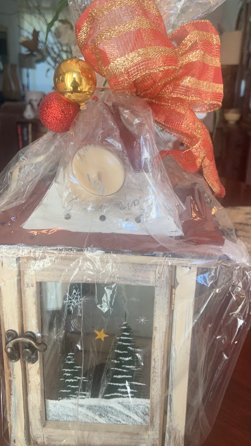 Rustic Christmas Lantern with Snowman Scene - photo 2