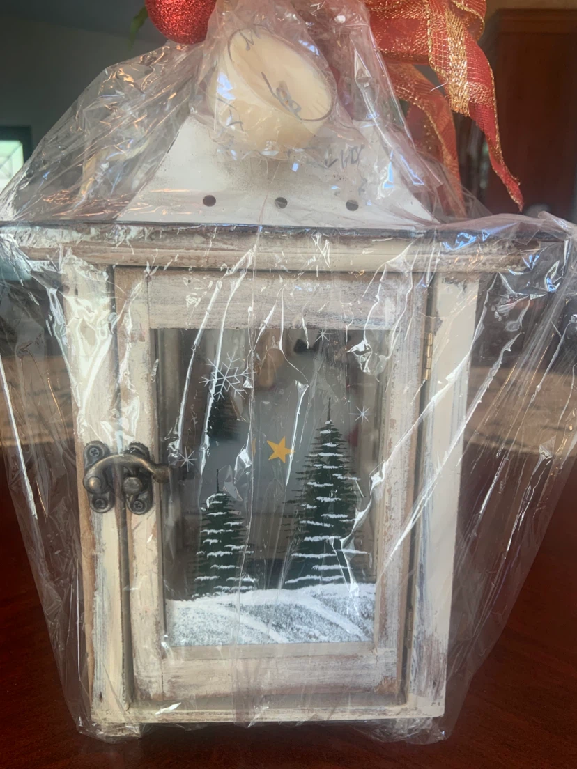 Rustic Christmas Lantern with Snowman Scene - photo 3