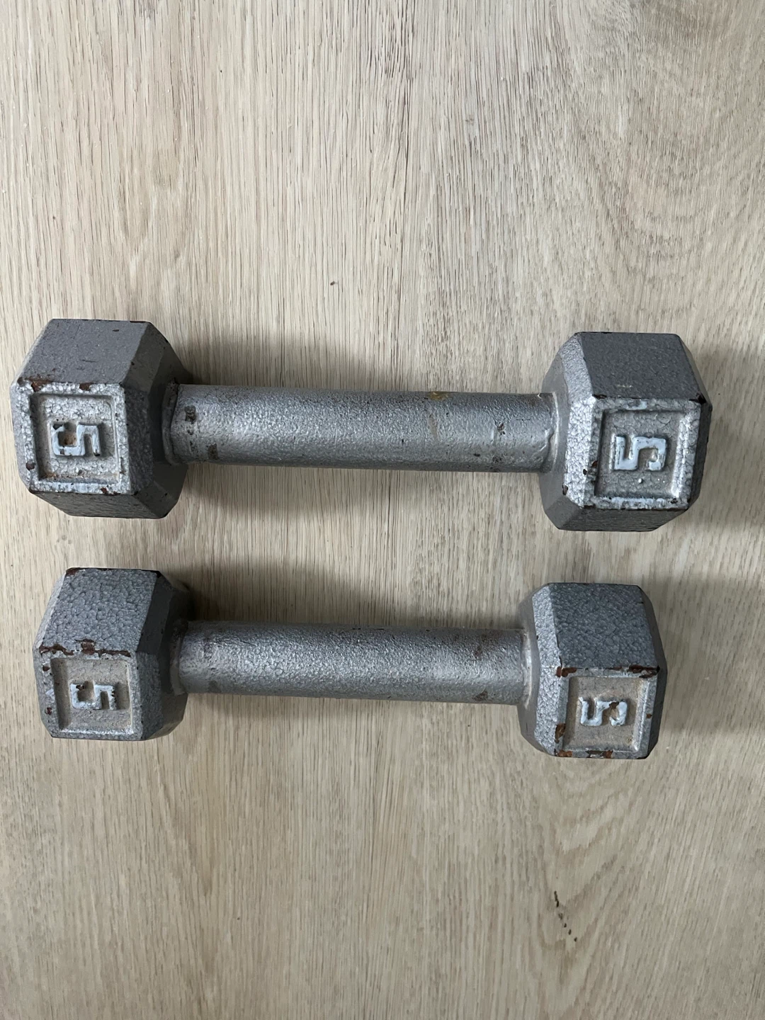 Pair of 5lb Cast Iron Dumbbells