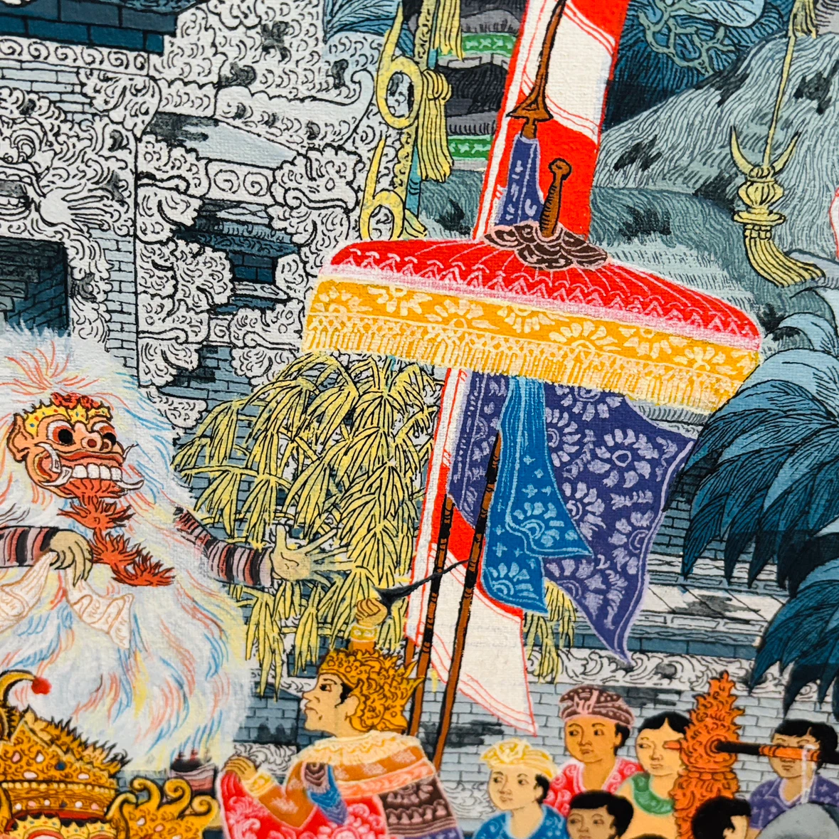 Vintage Balinese Original Art Painting / Thangka 01, Signed - photo 3