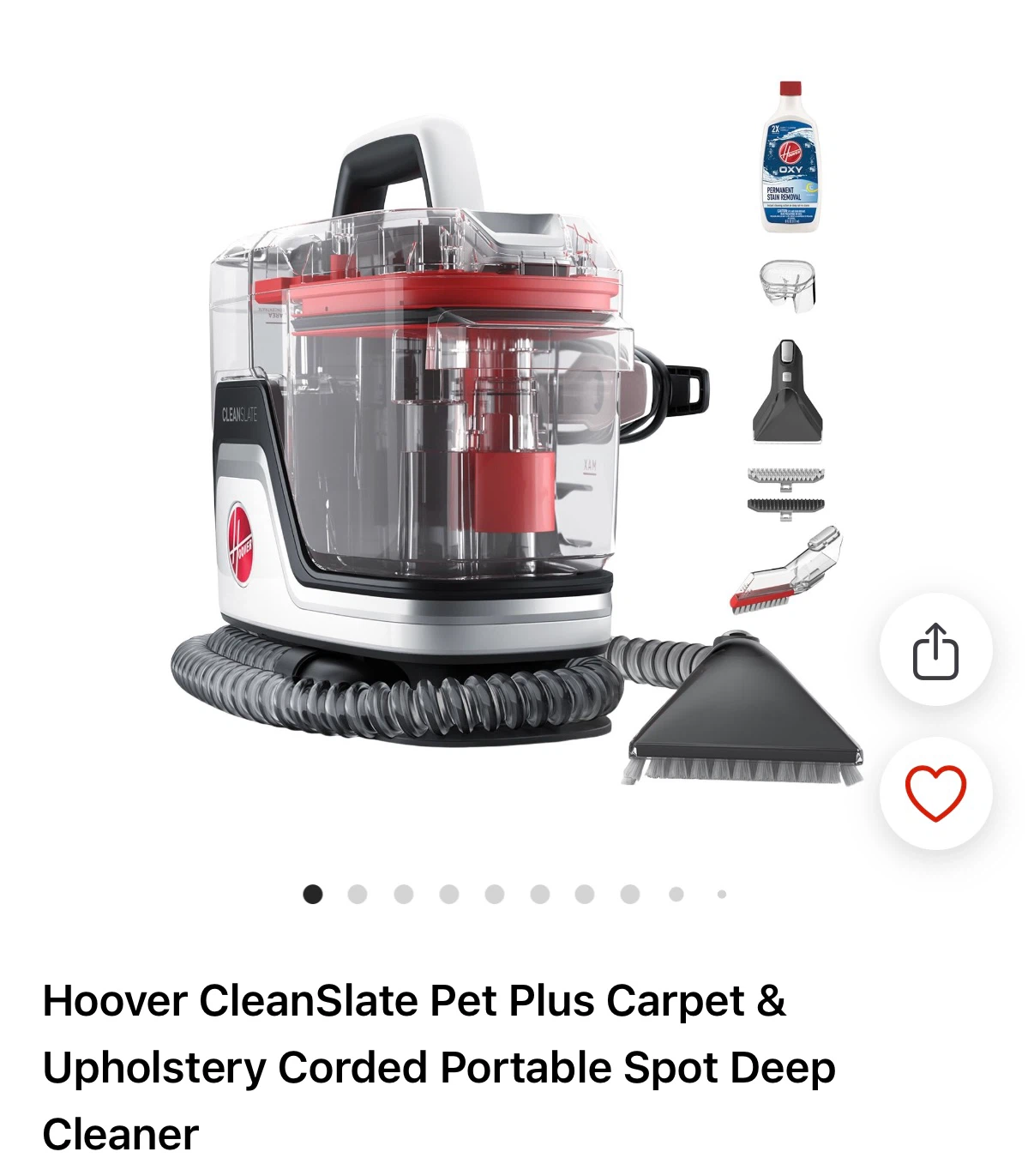Hoover CleanSlate Pet Plus Portable Carpet Cleaner