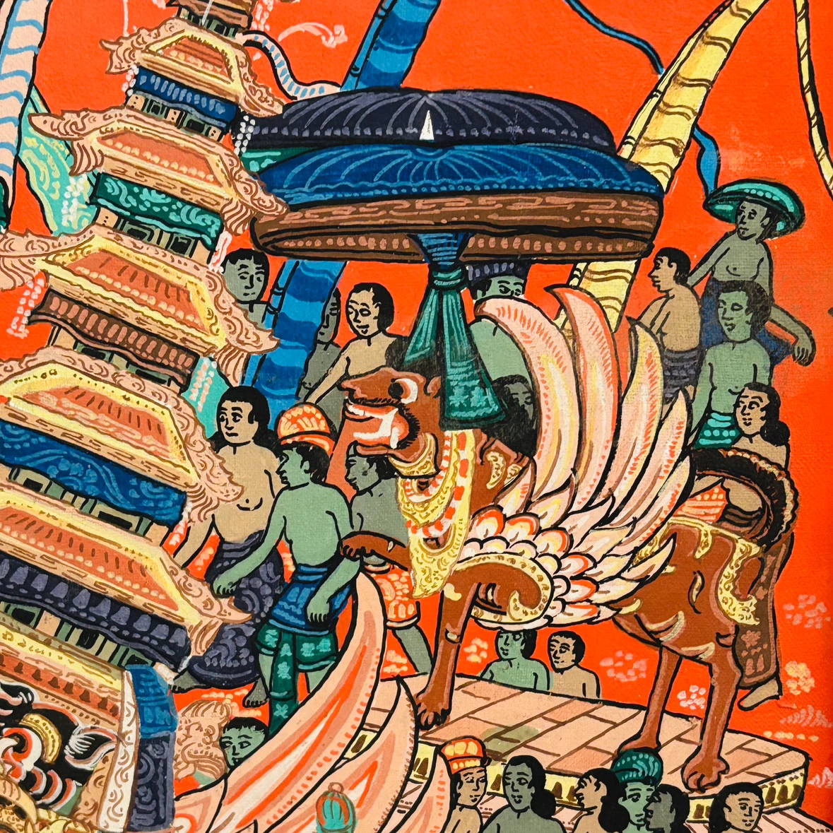 Vintage Balinese Original Art Painting / Thangka 02, Signed - photo 4