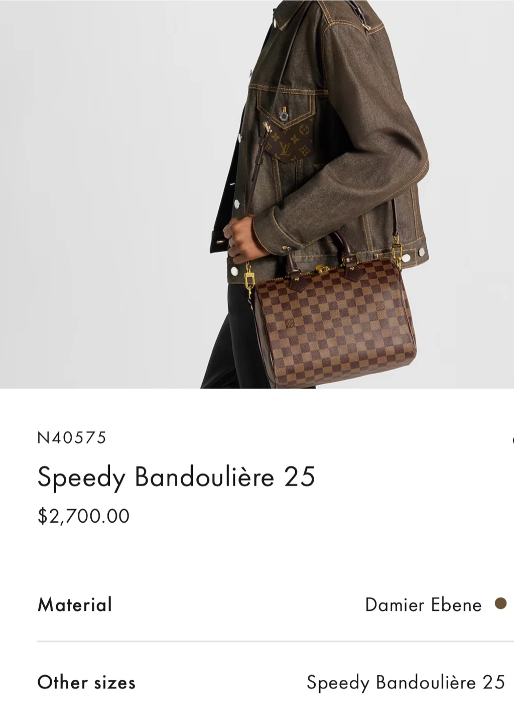 Louis Vuitton Speedy Bandoulière 25 Damier Ebene