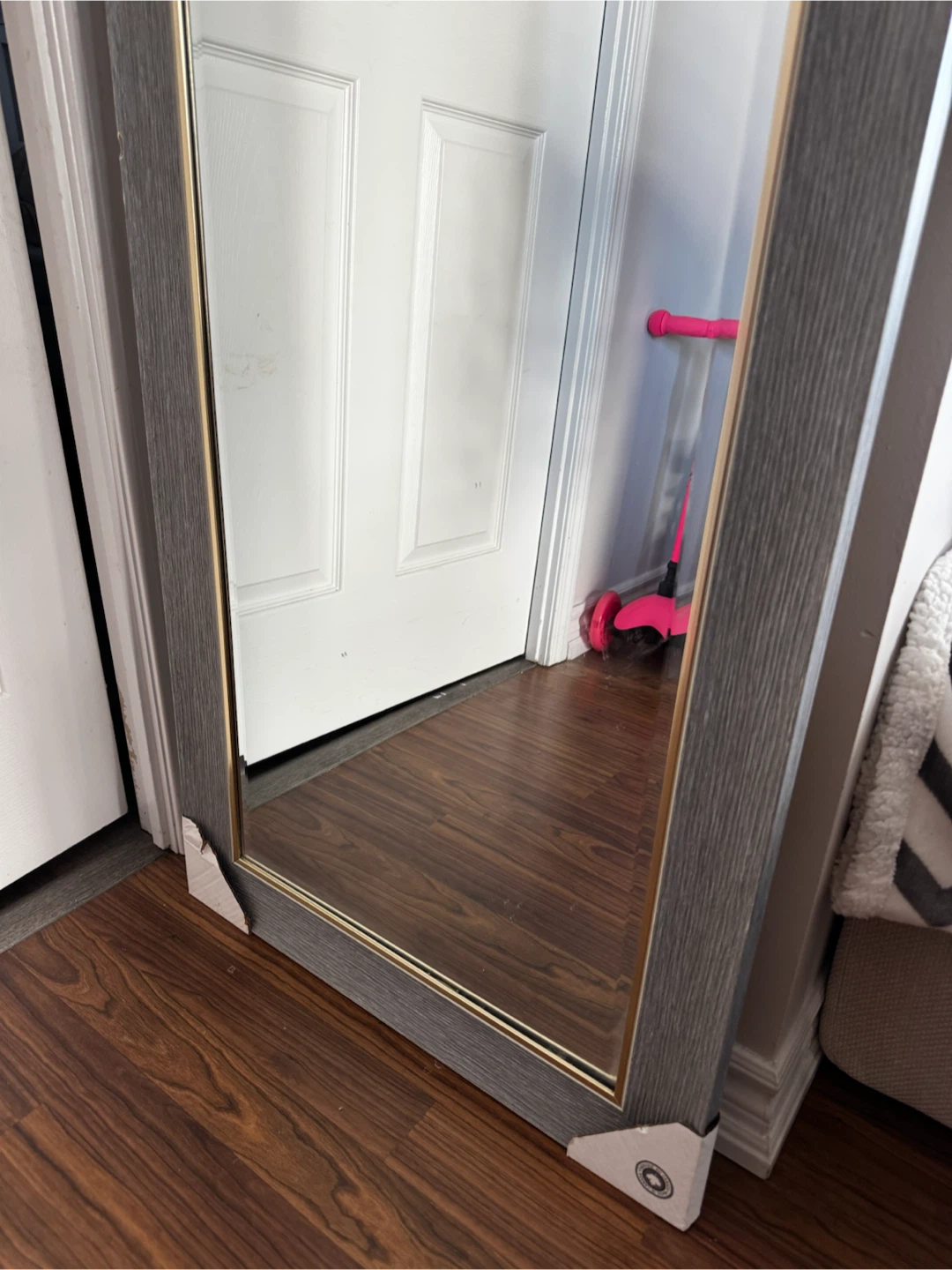 Full length mirror with grey wood grain frame - photo 4