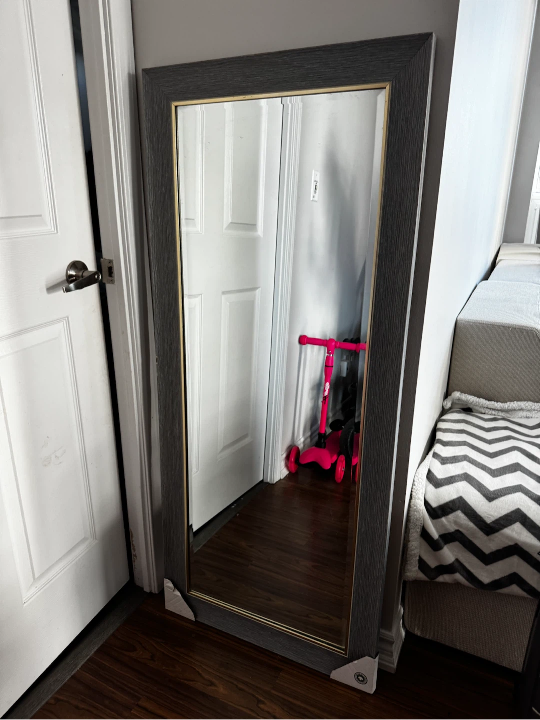 Full length mirror with grey wood grain frame - photo 5