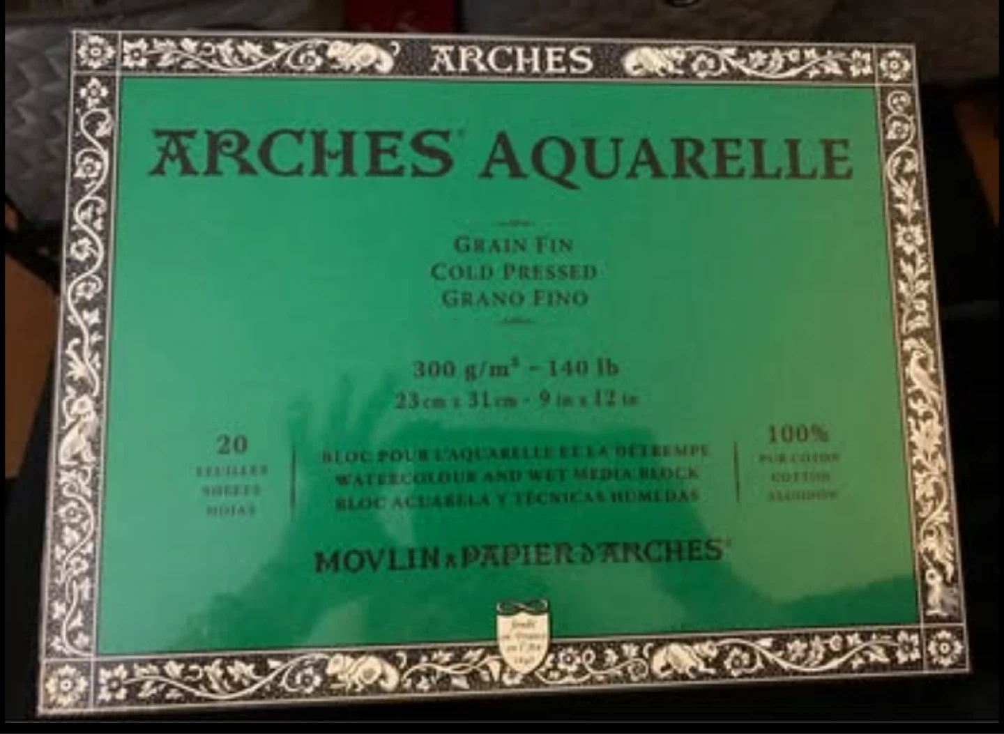 Arches Watercolor Block - 9x12-, 20 Sheets, 140 lb Cold Press