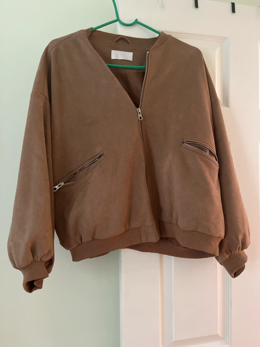Brown Suede Bomber Jacket