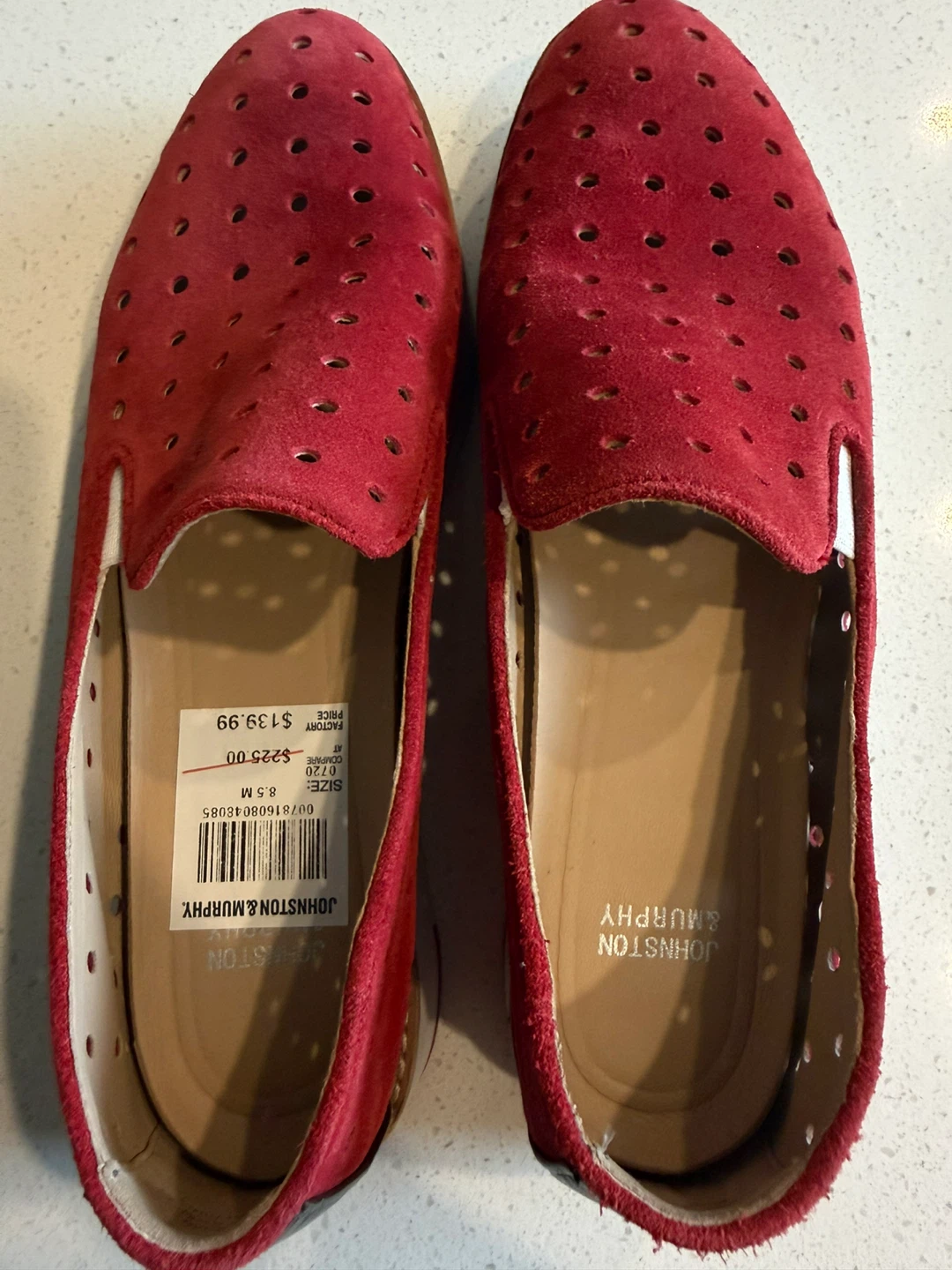 Johnston & Murphy Red Suede Slip-on Shoes