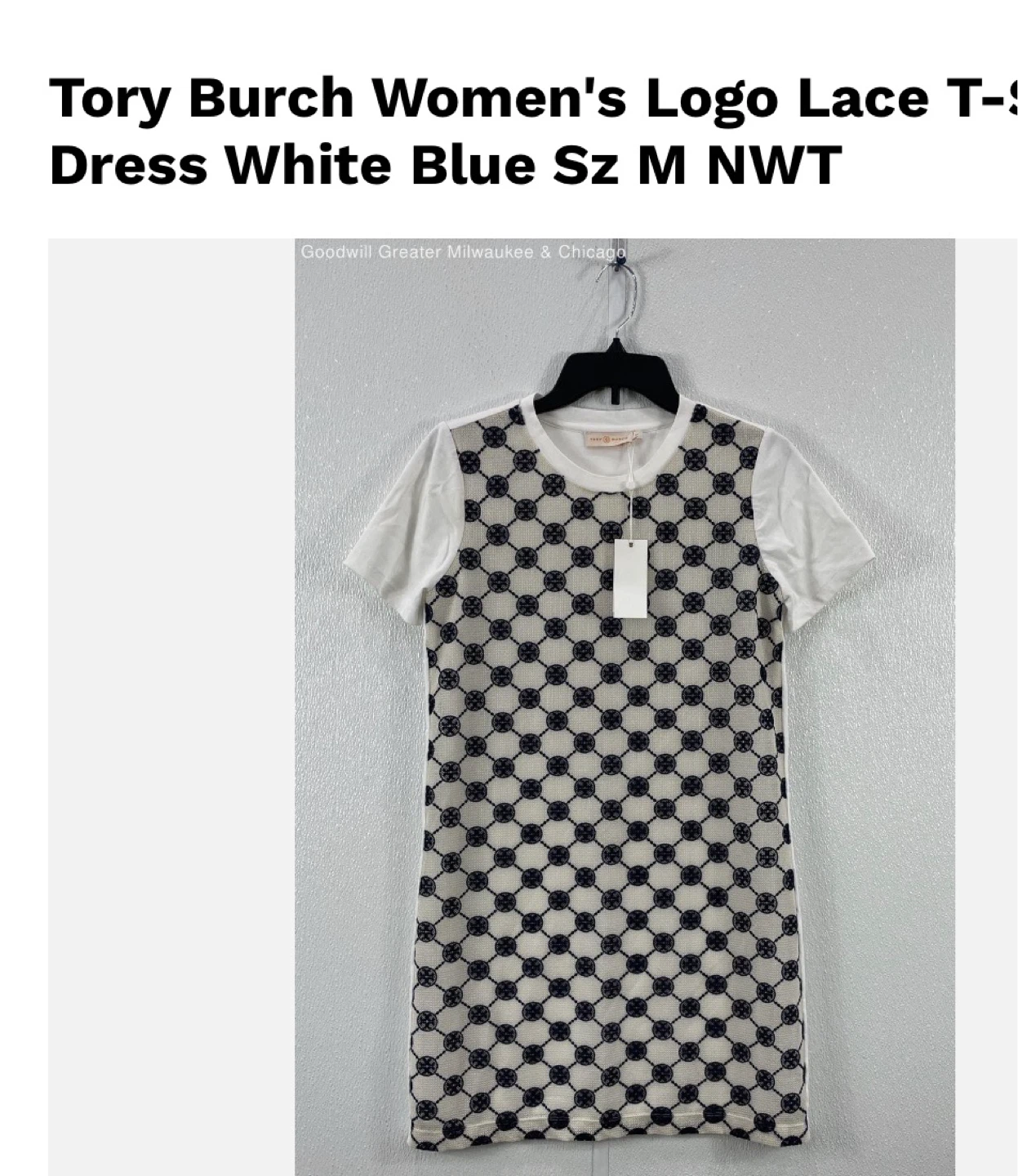 Tory Burch Logo Lace T-Shirt Dress Size M - photo 4