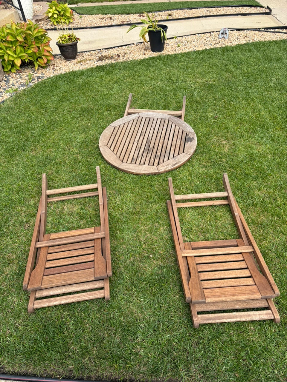 Folding Wooden Patio Bistro Set - photo 4
