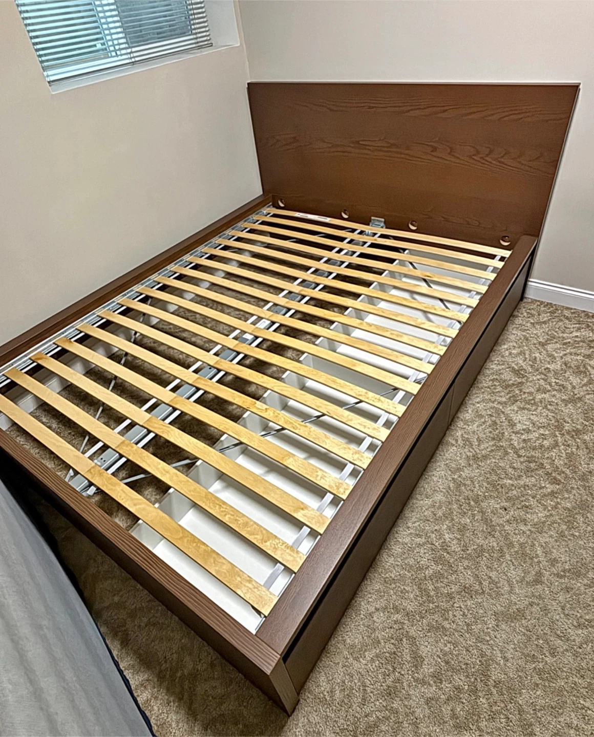 IKEA Queen Size Brown Ash Malm Bed Frame with 2 Drawers