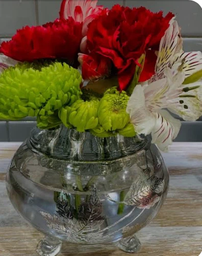 Vintage Cut Glass Flower Frog Vase