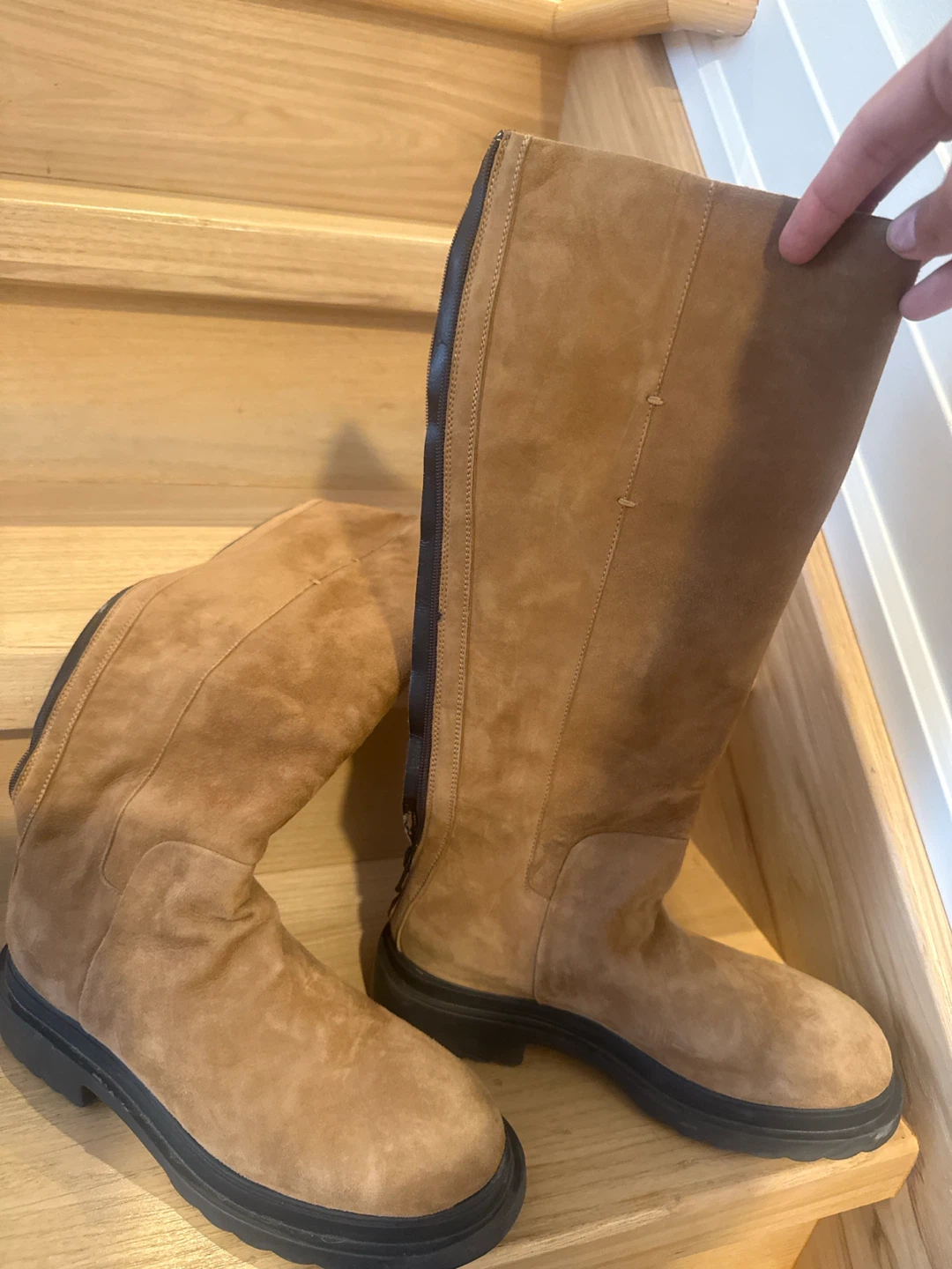Made in Italy Suede Knee-High Boots – Camel/Tan