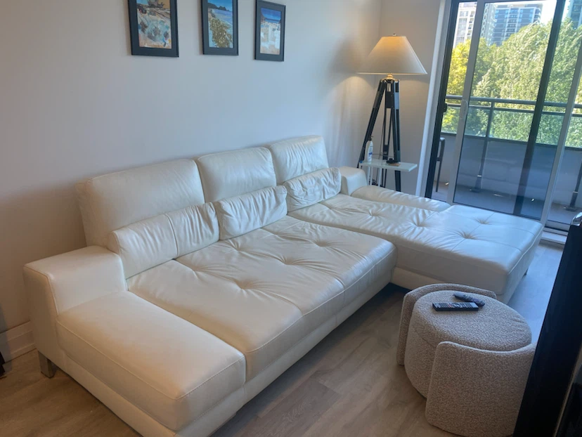 White Modern Genuine Leather Sectional Sofa - photo 2