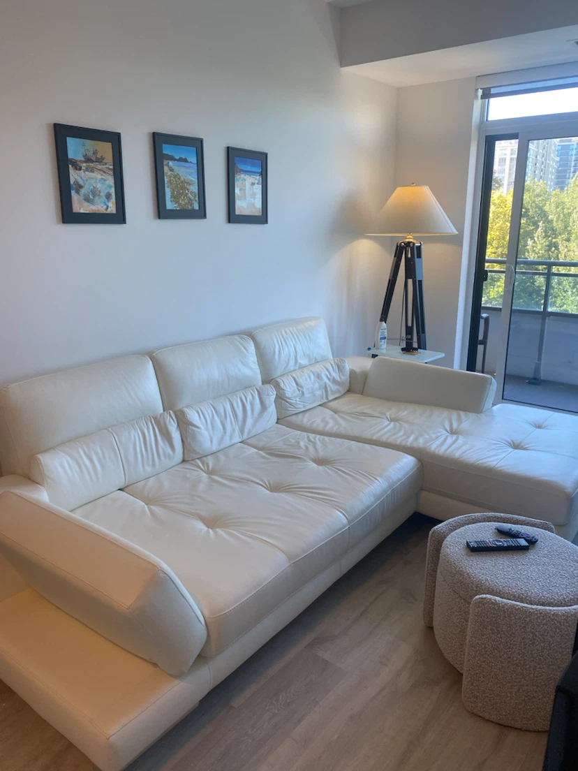 White Modern Genuine Leather Sectional Sofa - photo 3