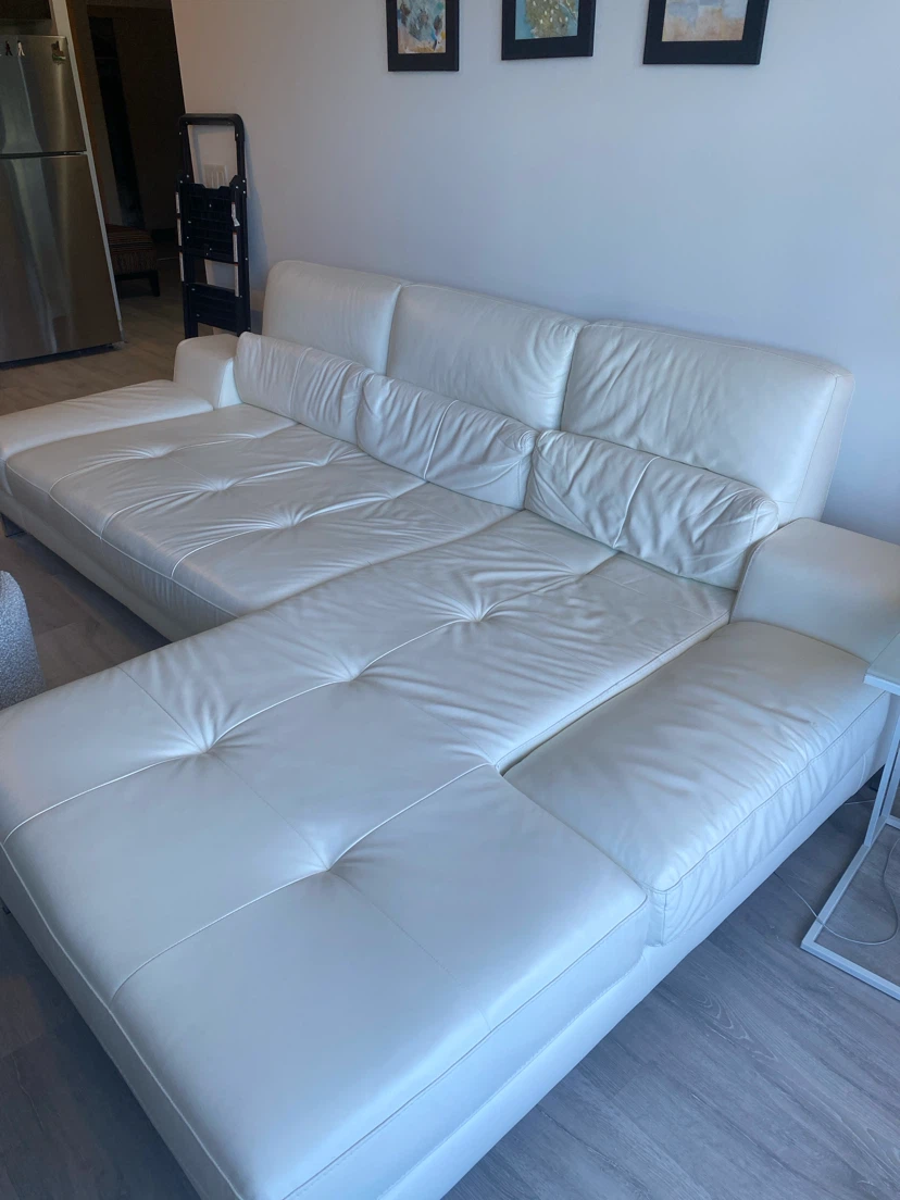 White Modern Genuine Leather Sectional Sofa - photo 5