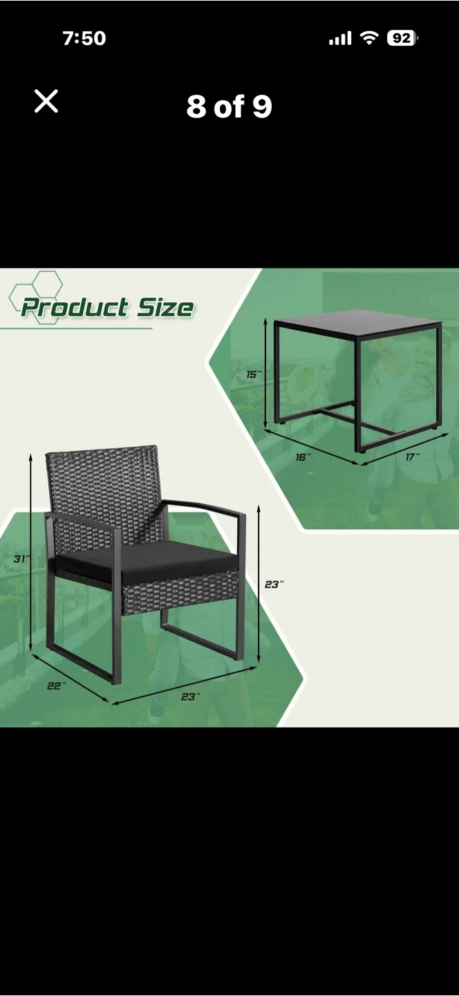 Black Wicker Patio Chair with Patterned Cushion