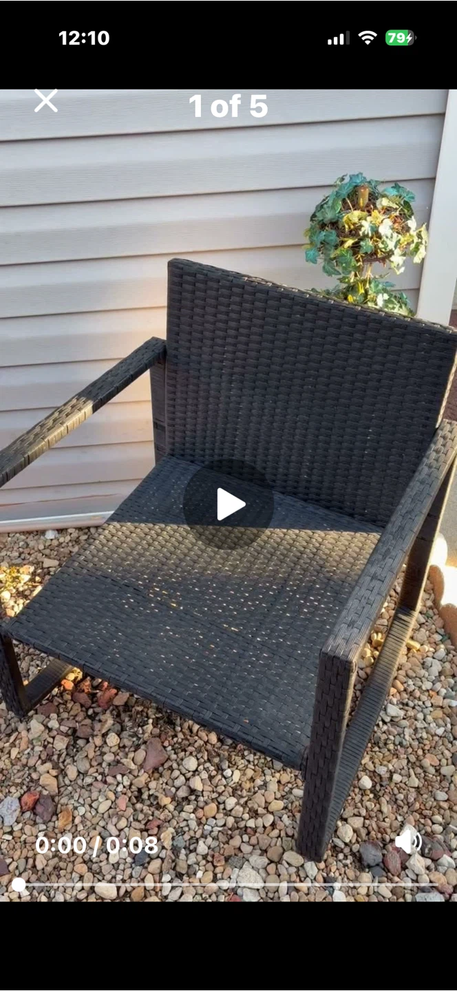 Black Wicker Patio Chair with Patterned Cushion - photo 3