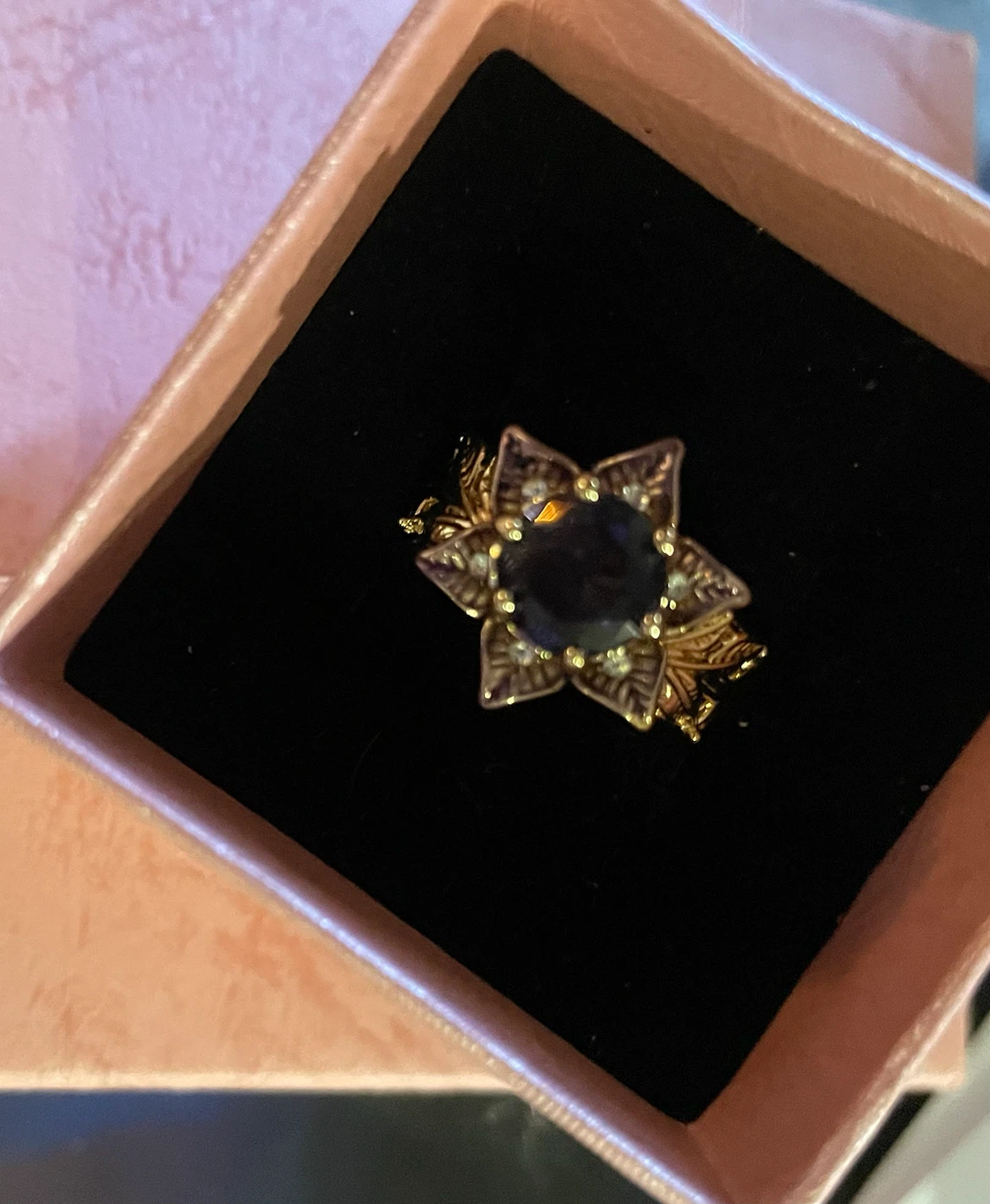 Vintage Purple Gemstone Flower Ring