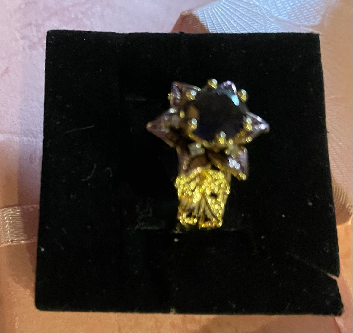 Vintage Purple Gemstone Flower Ring - photo 2