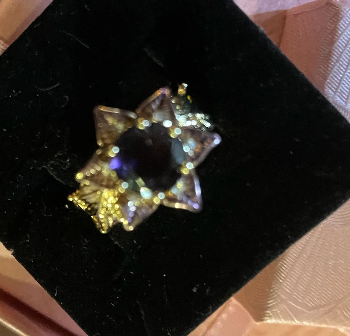 Vintage Purple Gemstone Flower Ring - photo 3
