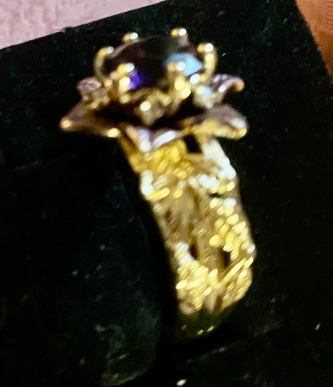 Vintage Purple Gemstone Flower Ring - photo 4