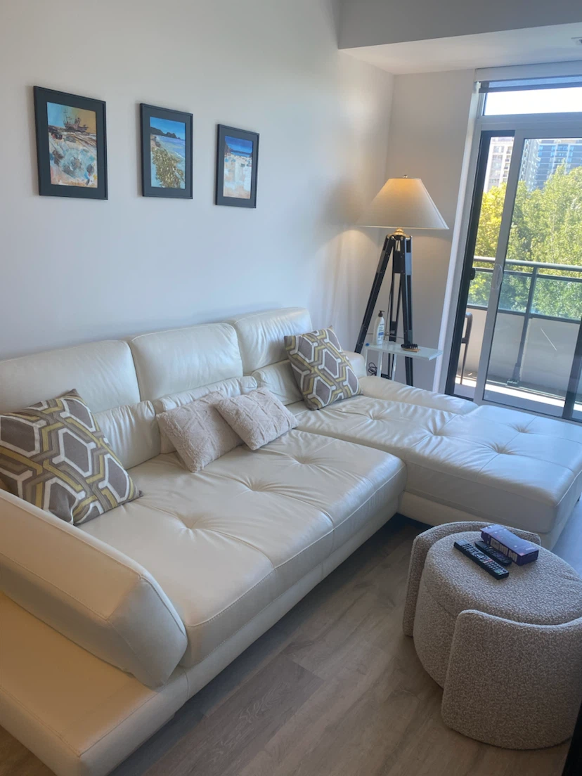White Modern Genuine Leather Sectional Sofa