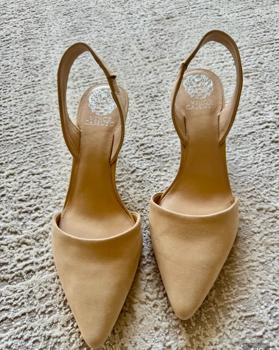 Vince Camuto Beige Pointed-Toe Slingback Heels