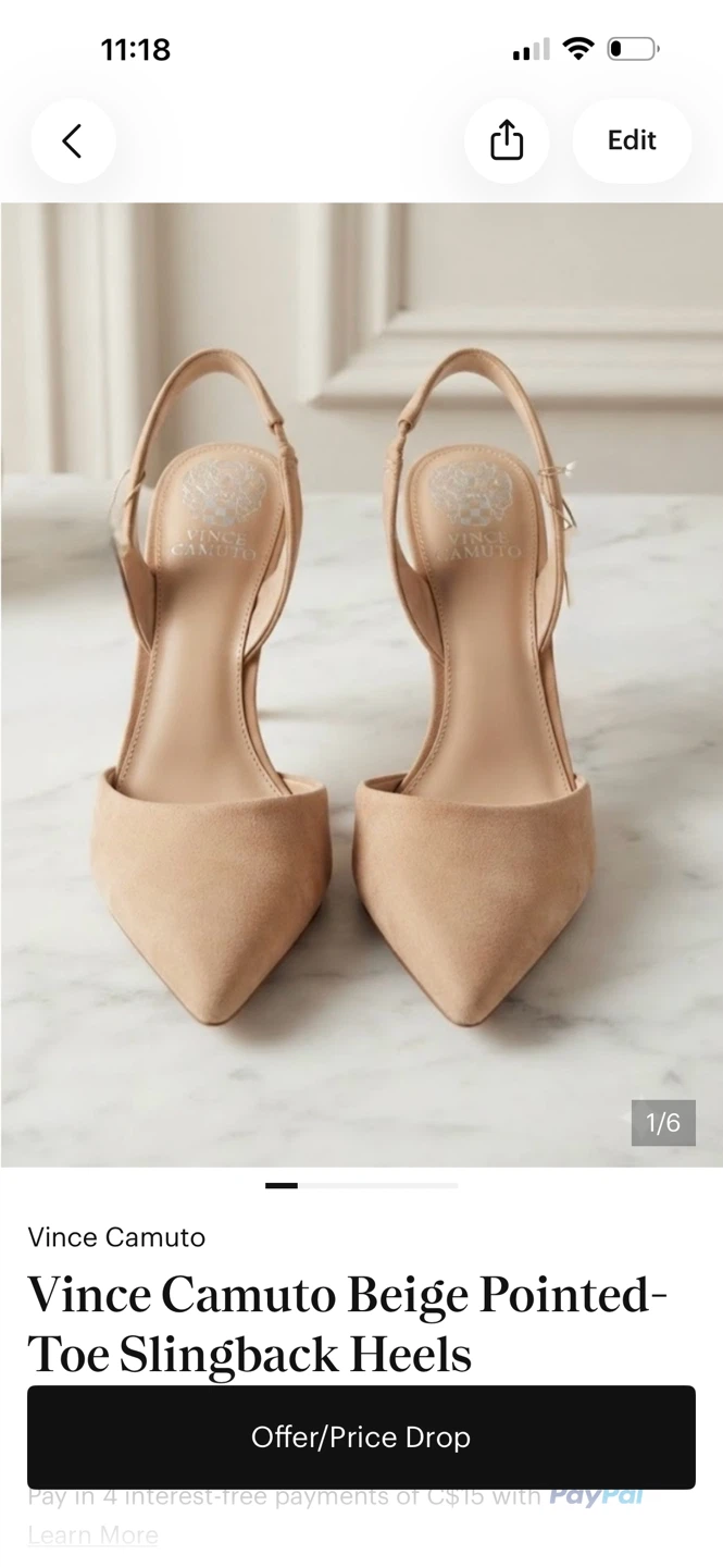 Vince Camuto Beige Pointed-Toe Slingback Heels - photo 2