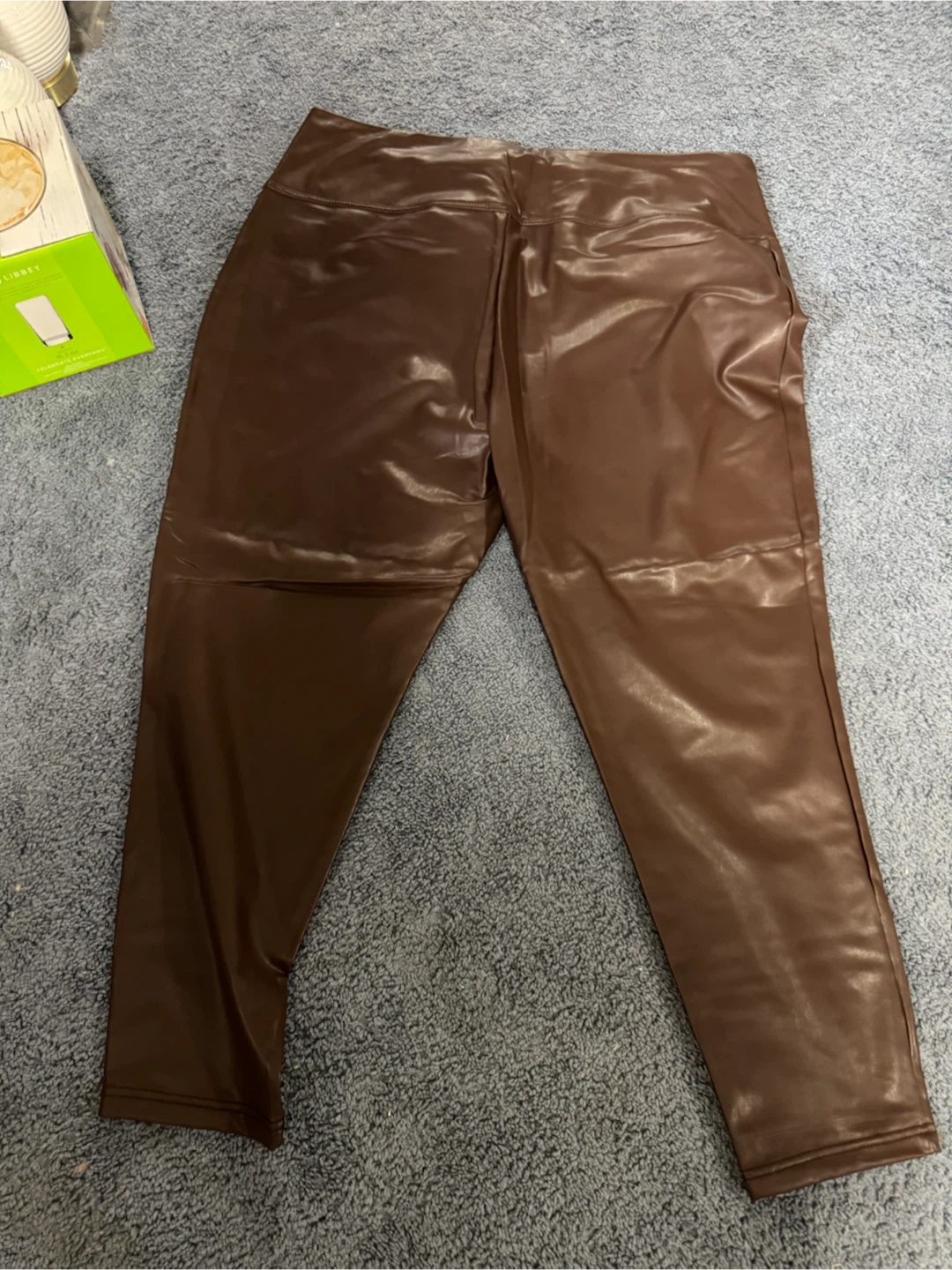 Dex Faux Leather Leggings - Rustic Brown - 2X