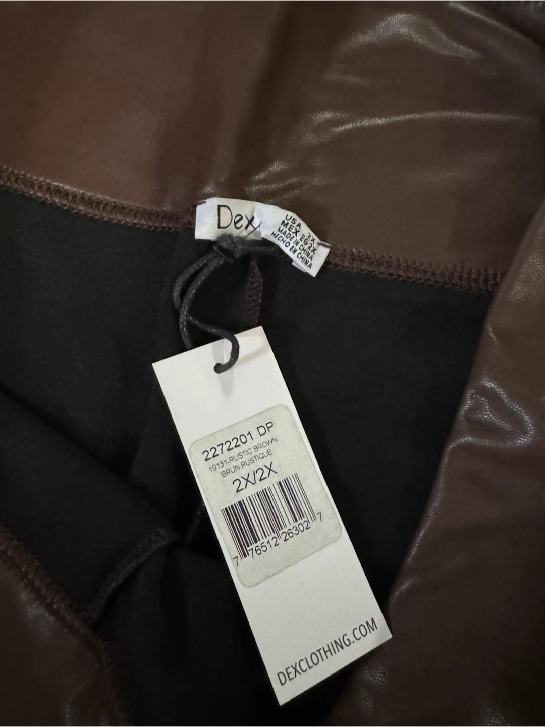 Dex Faux Leather Leggings - Rustic Brown - 2X - photo 4