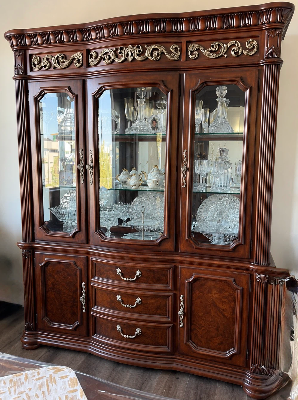Large Wooden Display Cabinet with Glass Doors - photo 2