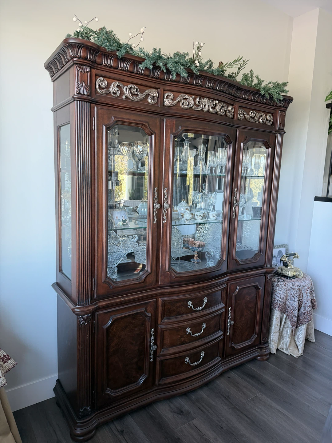 Large Wooden Display Cabinet with Glass Doors - photo 3