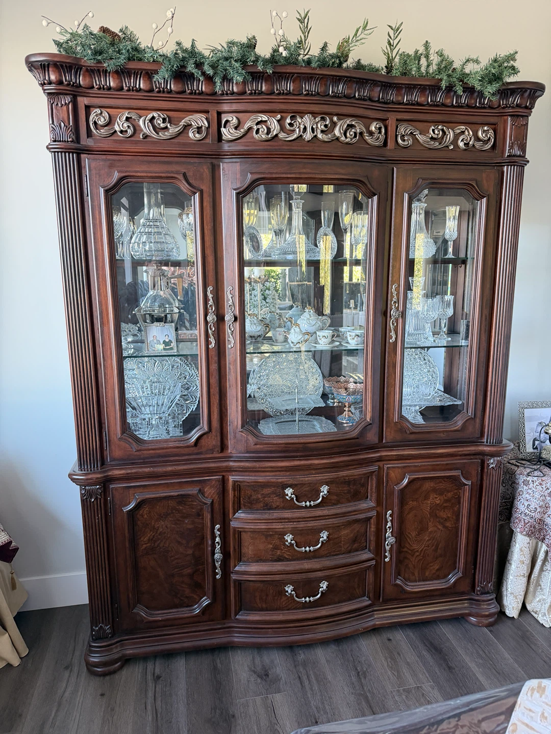 Large Wooden Display Cabinet with Glass Doors - photo 4