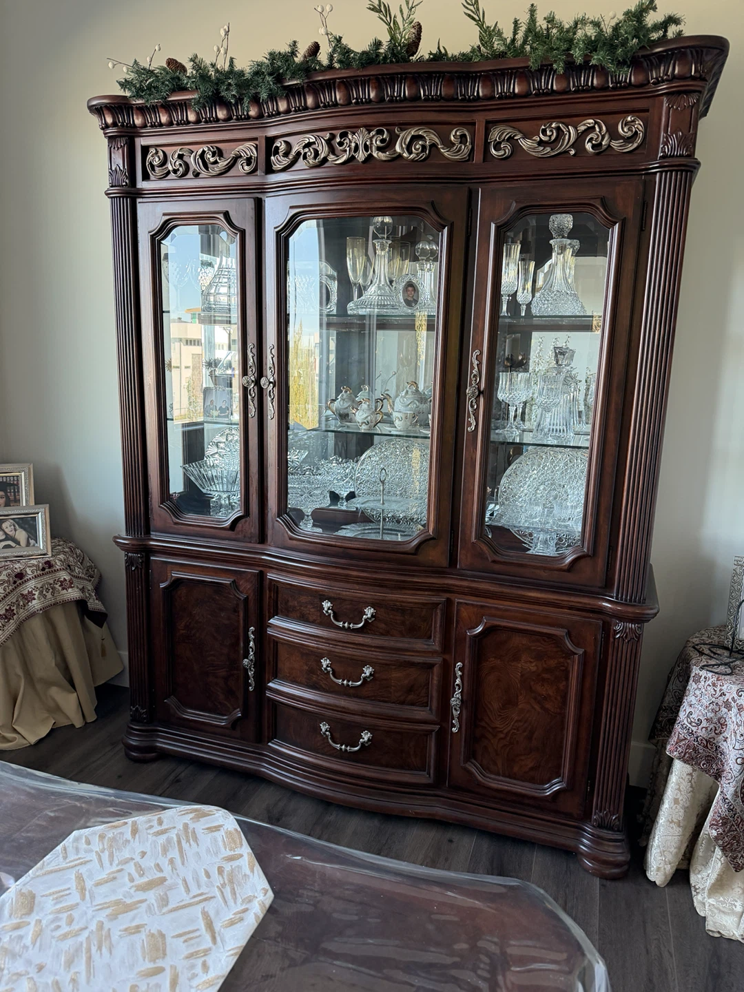 Large Wooden Display Cabinet with Glass Doors - photo 5