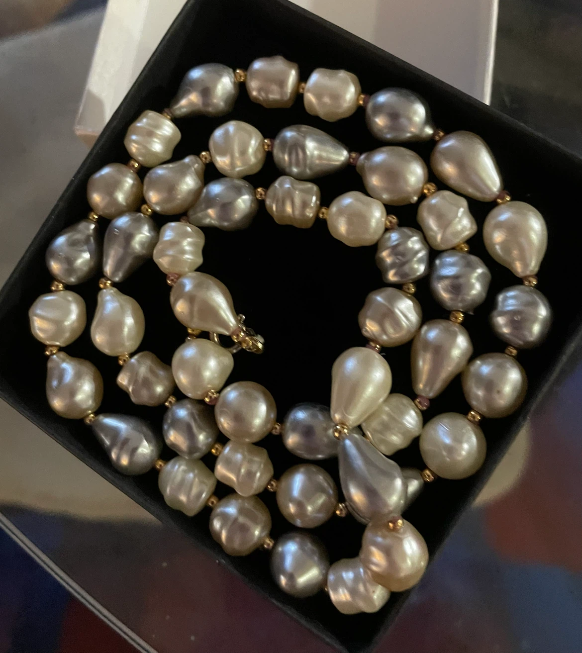 White & Silvery Grey Baroque Pearl Necklace