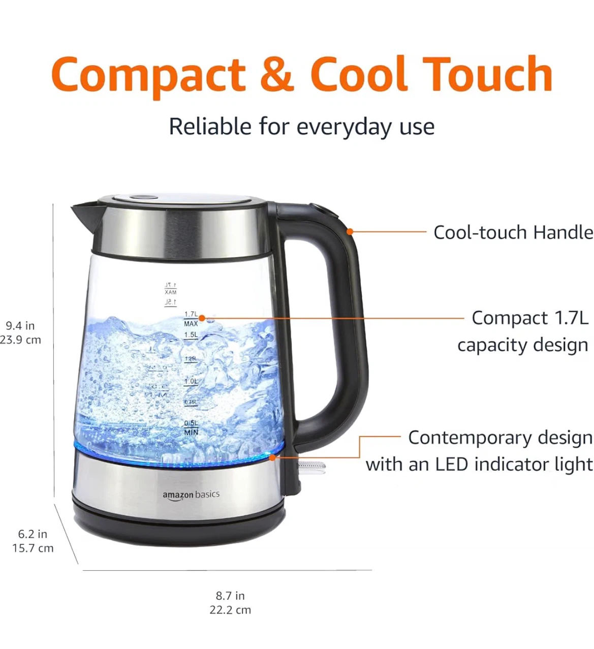 Amazon Basics 1.8-Qt (1.7L) Electric Kettle - photo 2