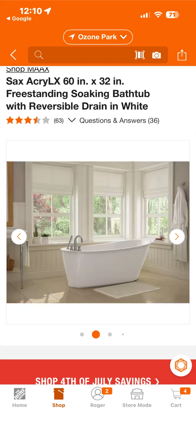 MAAX Sax AcryLX Freestanding Soaking Bathtub - photo 2