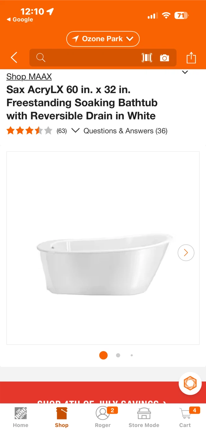 MAAX Sax AcryLX Freestanding Soaking Bathtub - photo 3