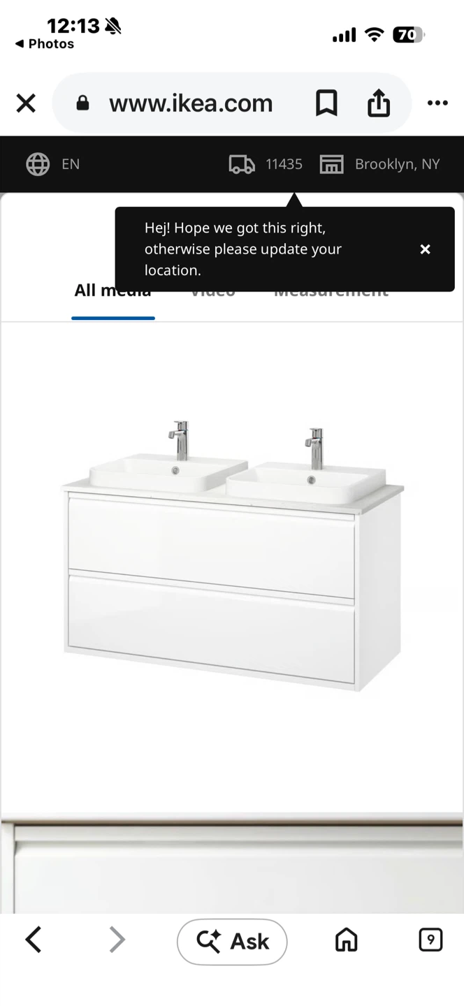 IKEA Double Sink Bathroom Vanity White - photo 2