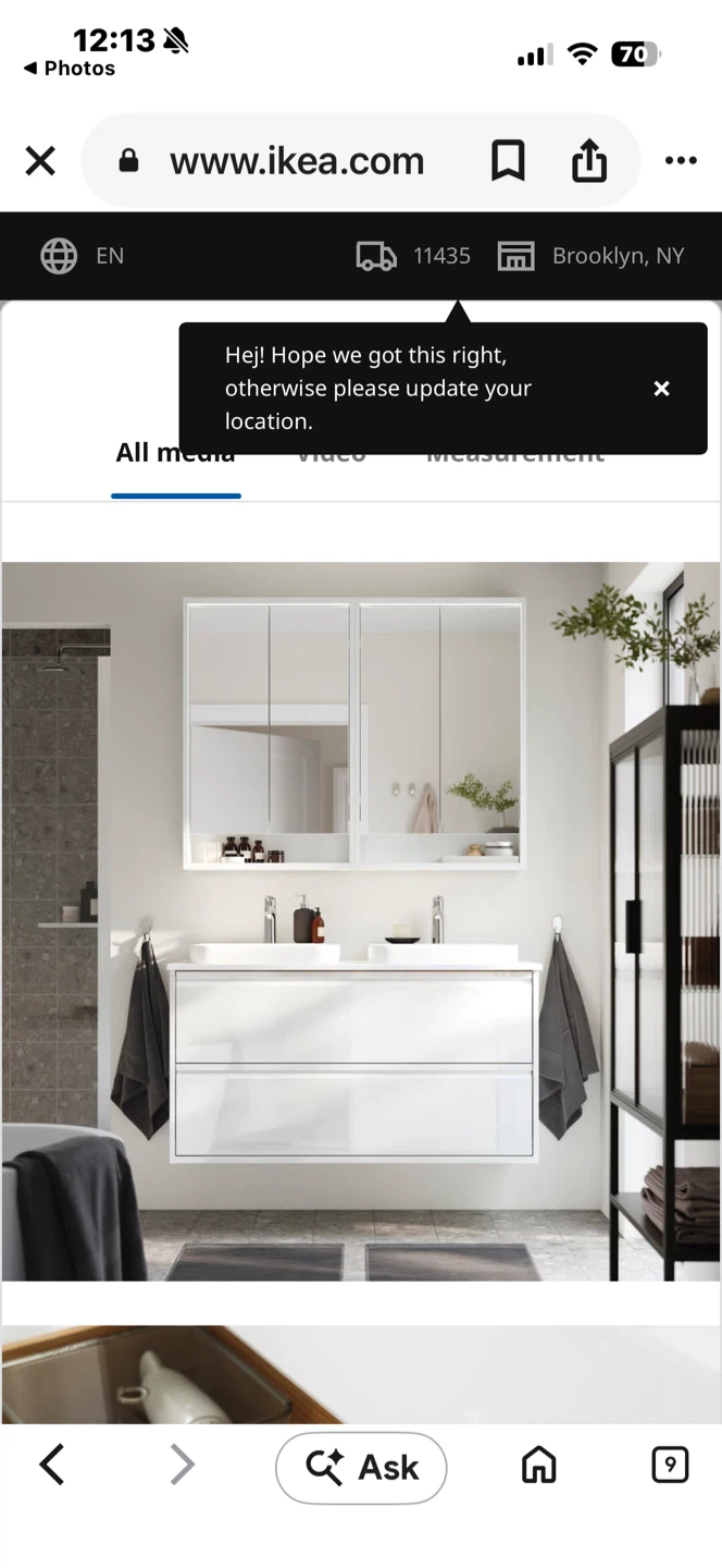 IKEA Double Sink Bathroom Vanity White - photo 3