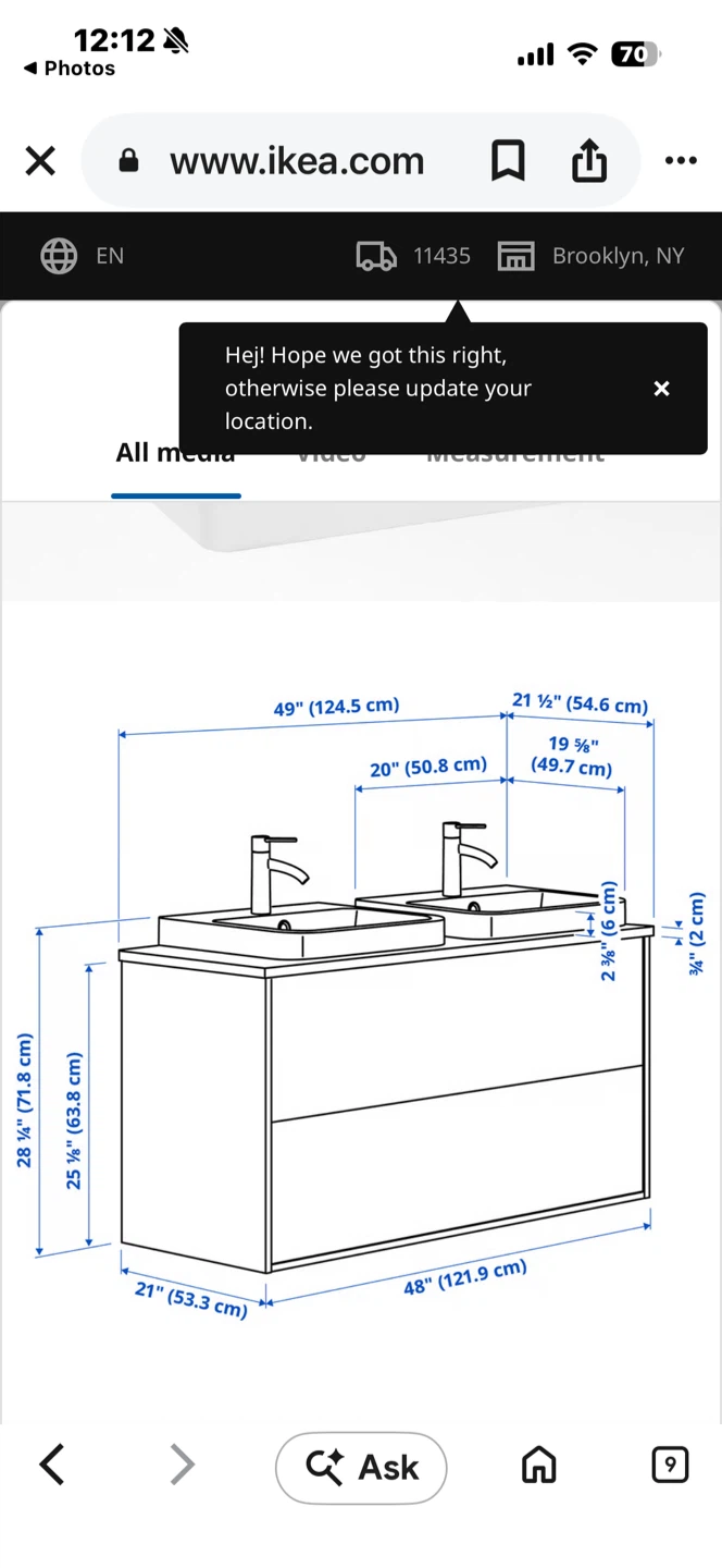 IKEA Double Sink Bathroom Vanity White - photo 4