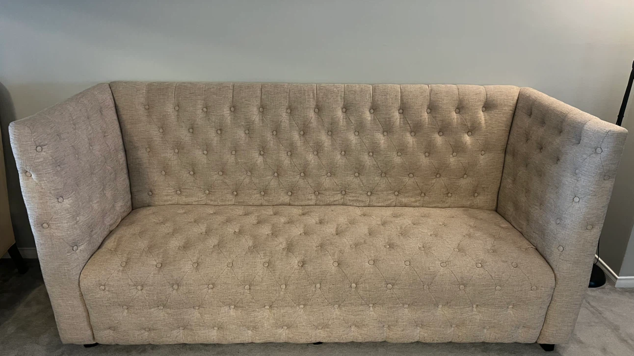 Tufted Beige Fabric Sofa - photo 2