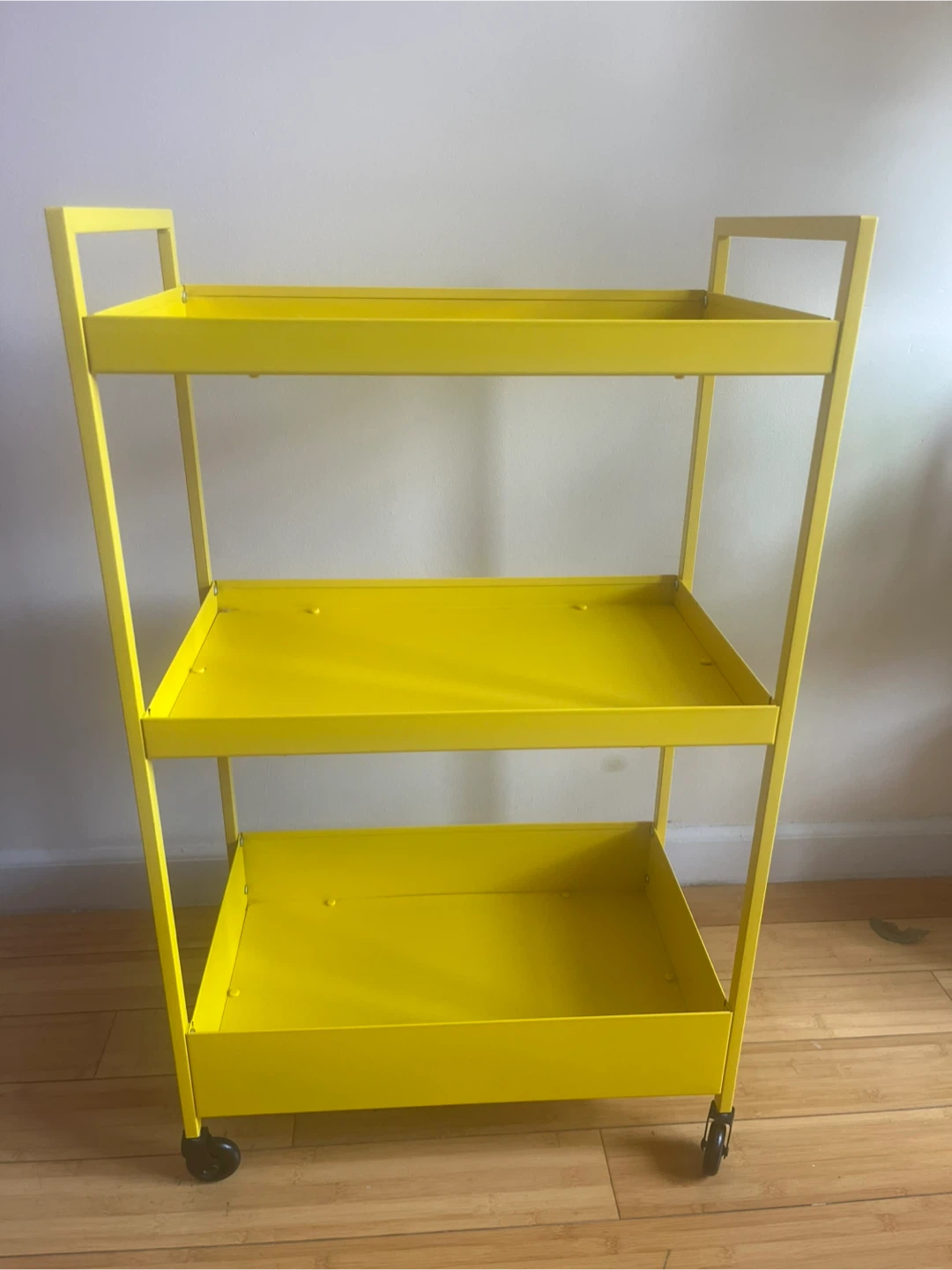 IKEA NISSAFORS Yellow Three-Tier Rolling Utility Cart - photo 2