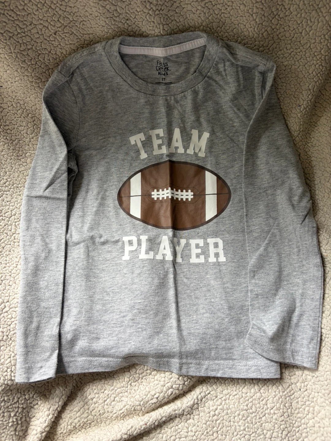 Falls Creek Kids Gray Long Sleeve Football Shirt