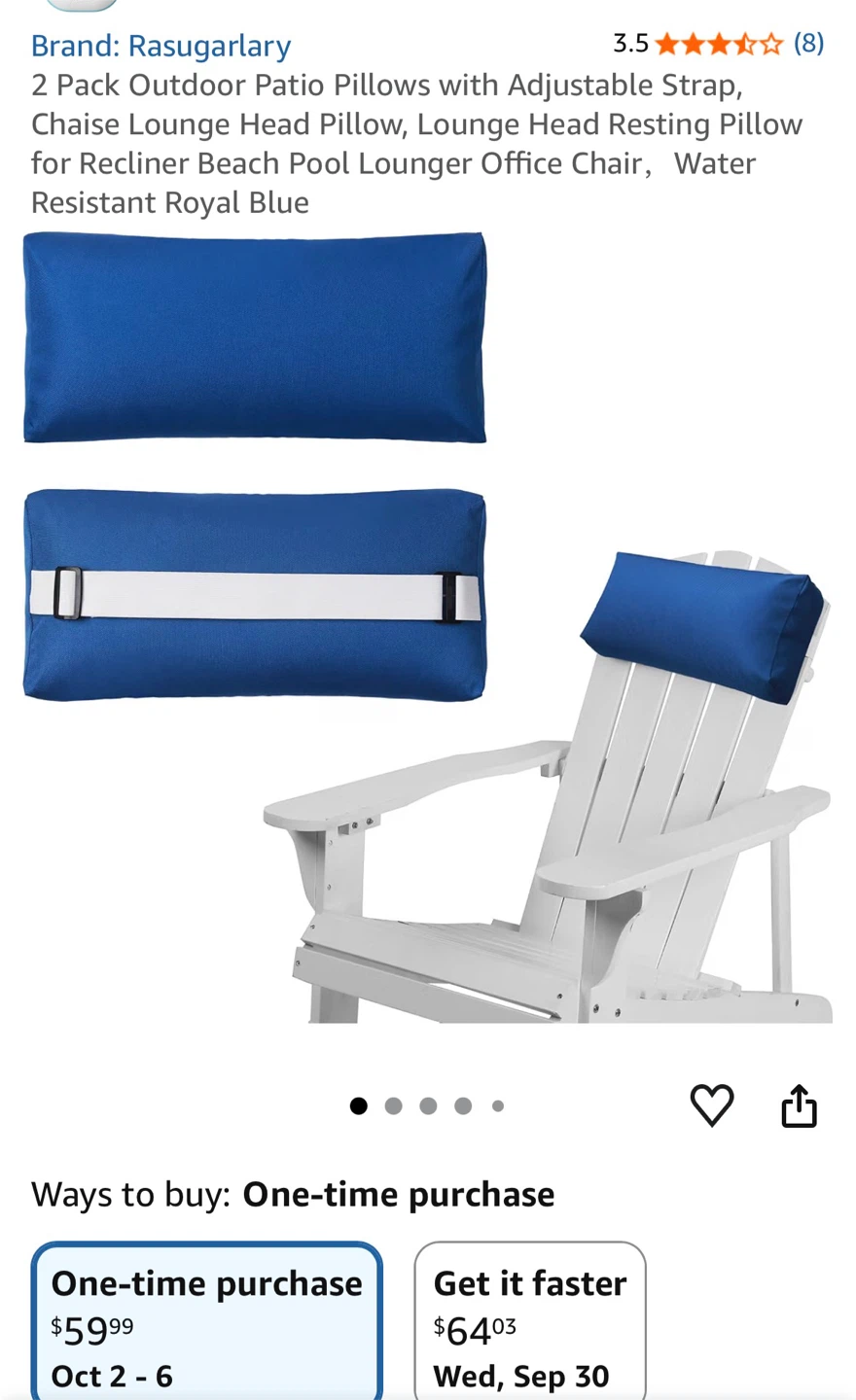 2 Pack Rasugarlary Outdoor Patio Head Pillows
