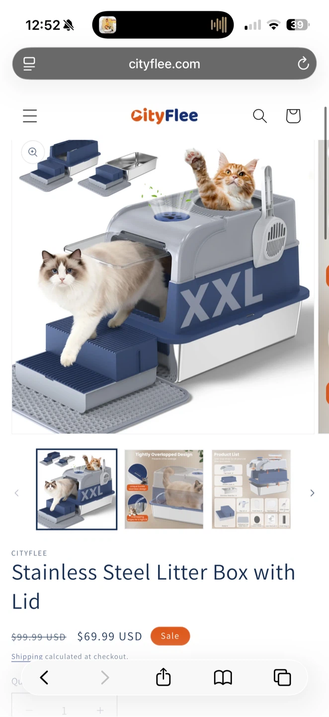 CityFlee XXL Stainless Steel Litter Box