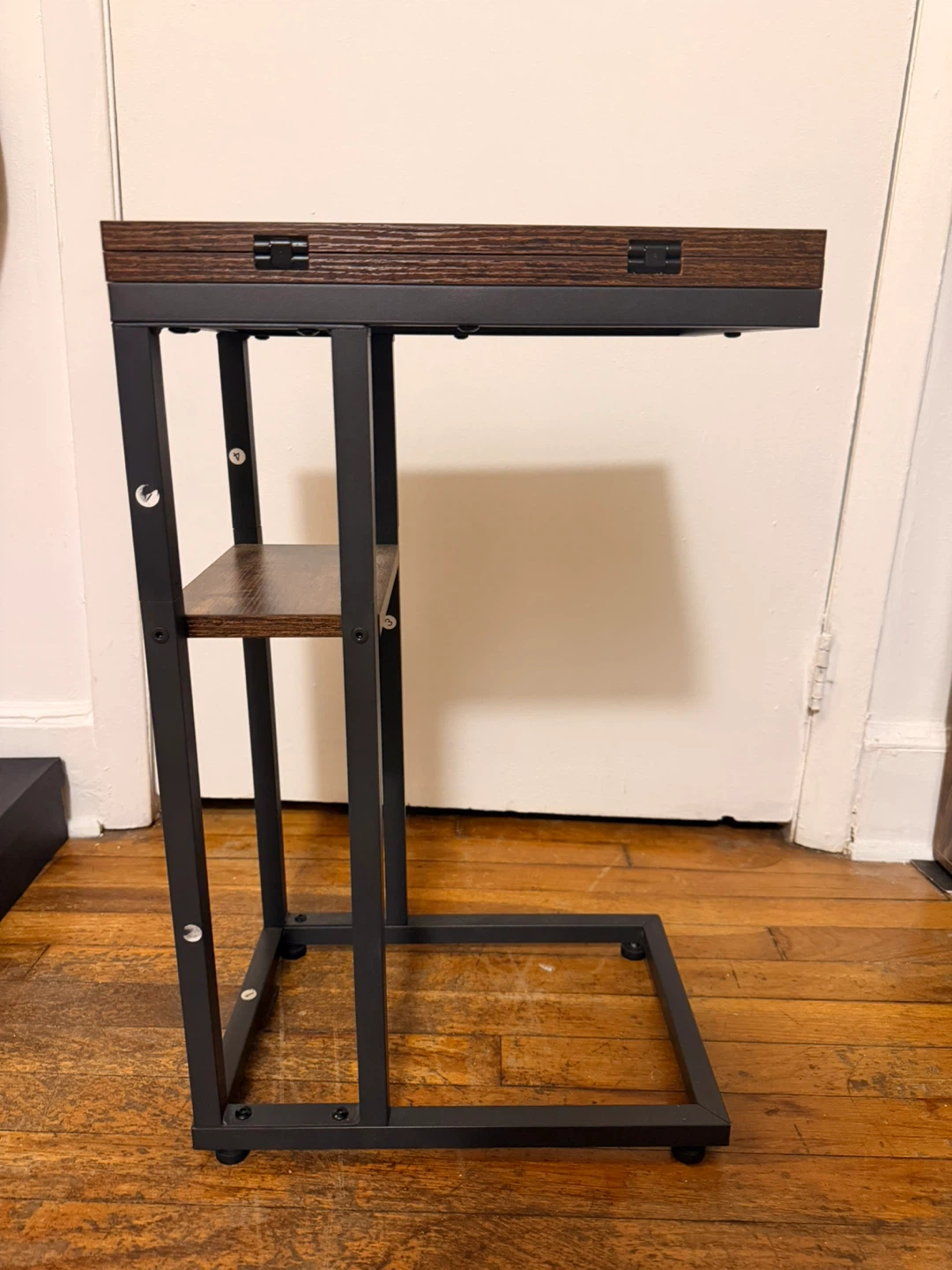 Industrial C-Shaped Side Table with Flip Top - photo 2